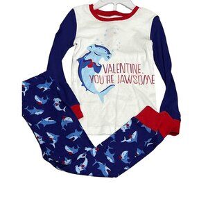 Tommy Bahama Kids 3T NWT Valentine You're Jawsome Shark PJs pajama set red blue